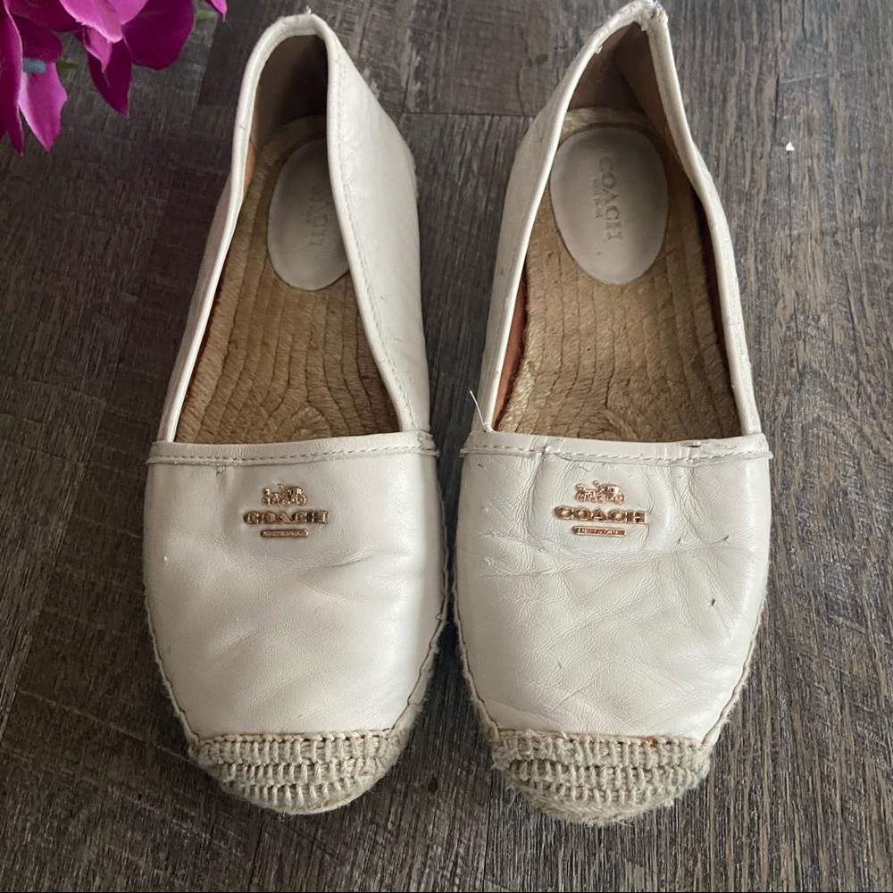 COACH Ivory Rhodelle Espadrilles Flats